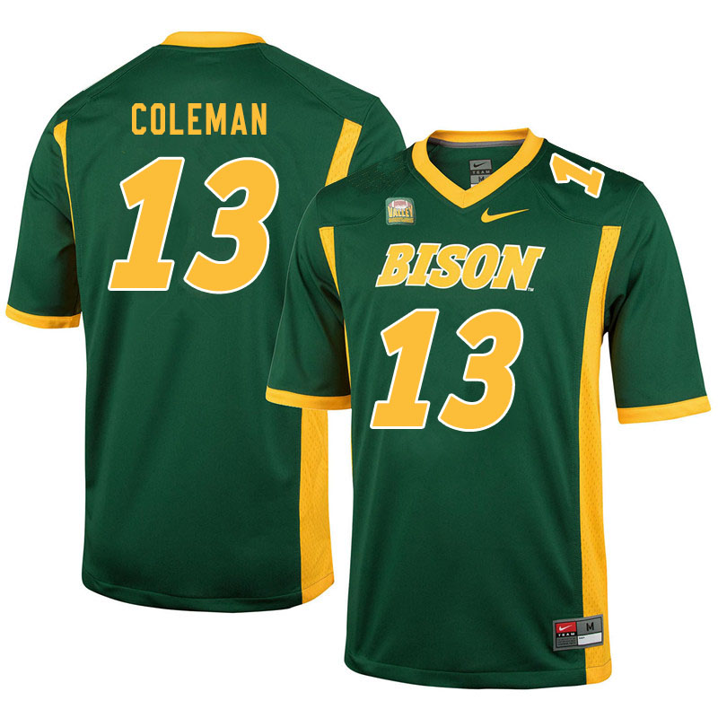 Men #13 Anthony Coleman North Dakota State Bison College Football Jerseys Sale-Green
